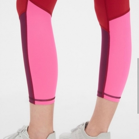 GAPFit Blackout Technology Leggings Pa Ts Colorblock Red Pink Purple Compression - Picture 4 of 11